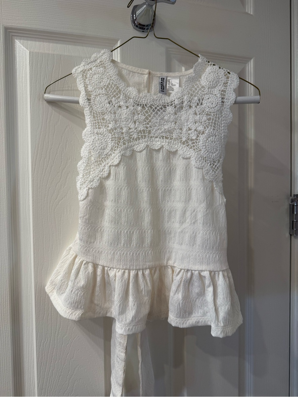 H&M Textured Top with Crochet-Type Section